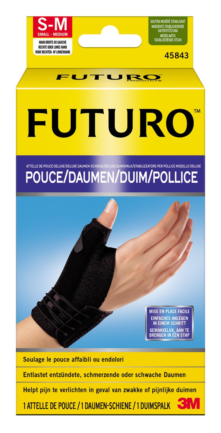 Futuro FUT45843 Thumb Splint, Latex Free, Black, s/m
