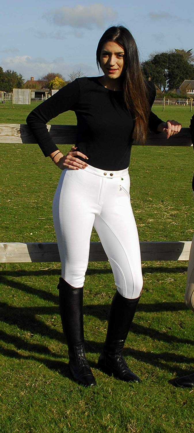 Rhinegold Unisex Essential Jodhpurs-UK 12 (EU 40)-White, White, UK12 EU 40, UK12 (EU 40)