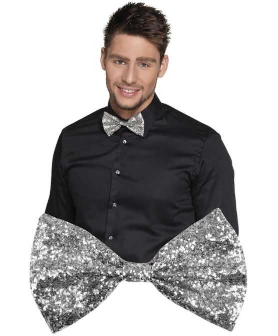 Boland - Glitter Bow Tie for Adults, Silver, One Size, 53111 - Image 2