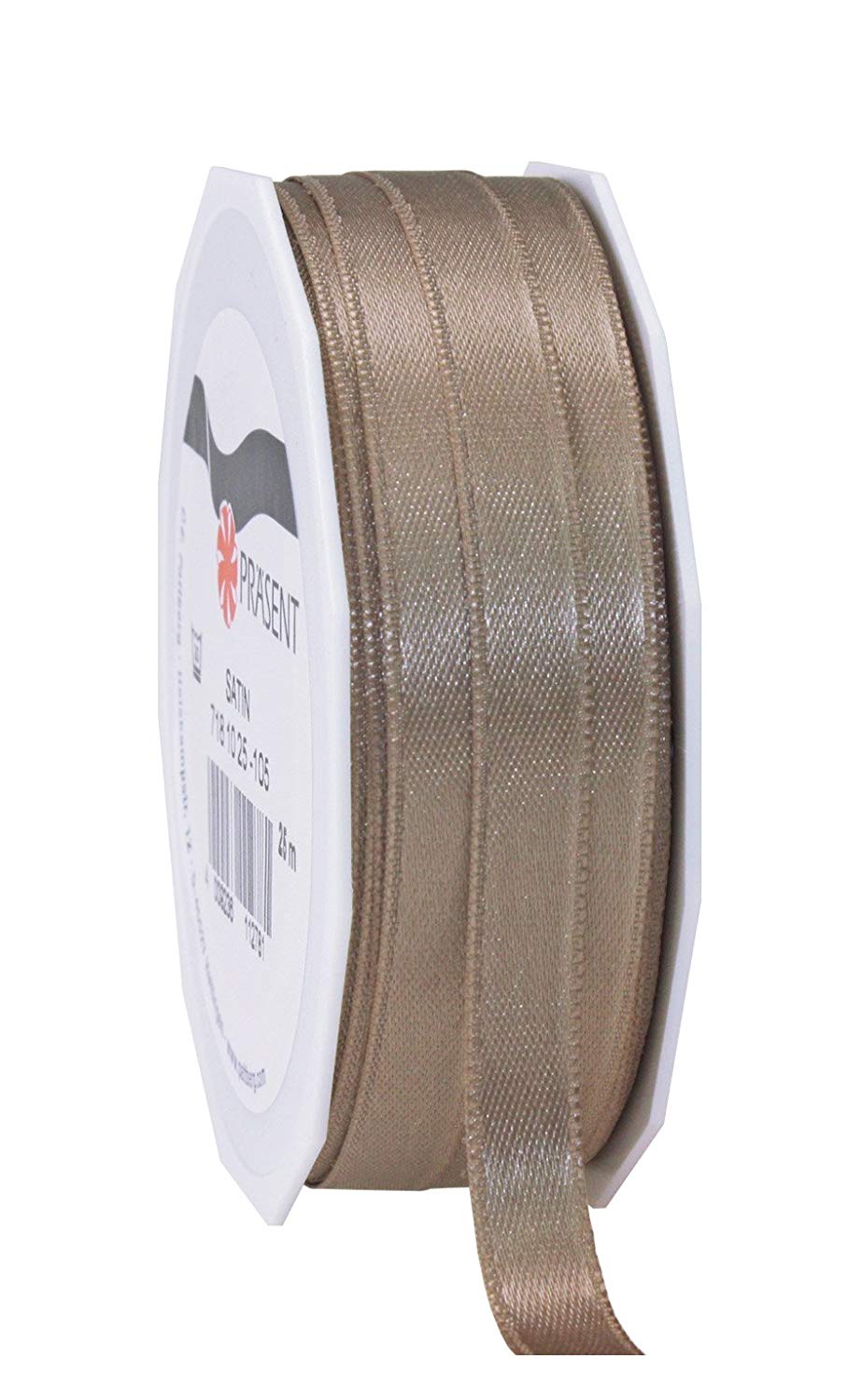 C.E. Pattberg SATIN taupe gift ribbon, 27 yards for Wrapping Gifts 0.39 inches width, Ribbon for Decorating & Crafting