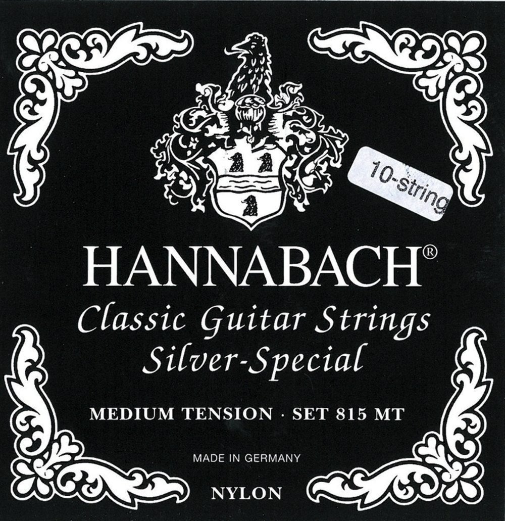 Hannabach 652599 Series 815 Silver Special Medium Tension String Set for 10-String Classic Guitar, Silber, Set 10 string