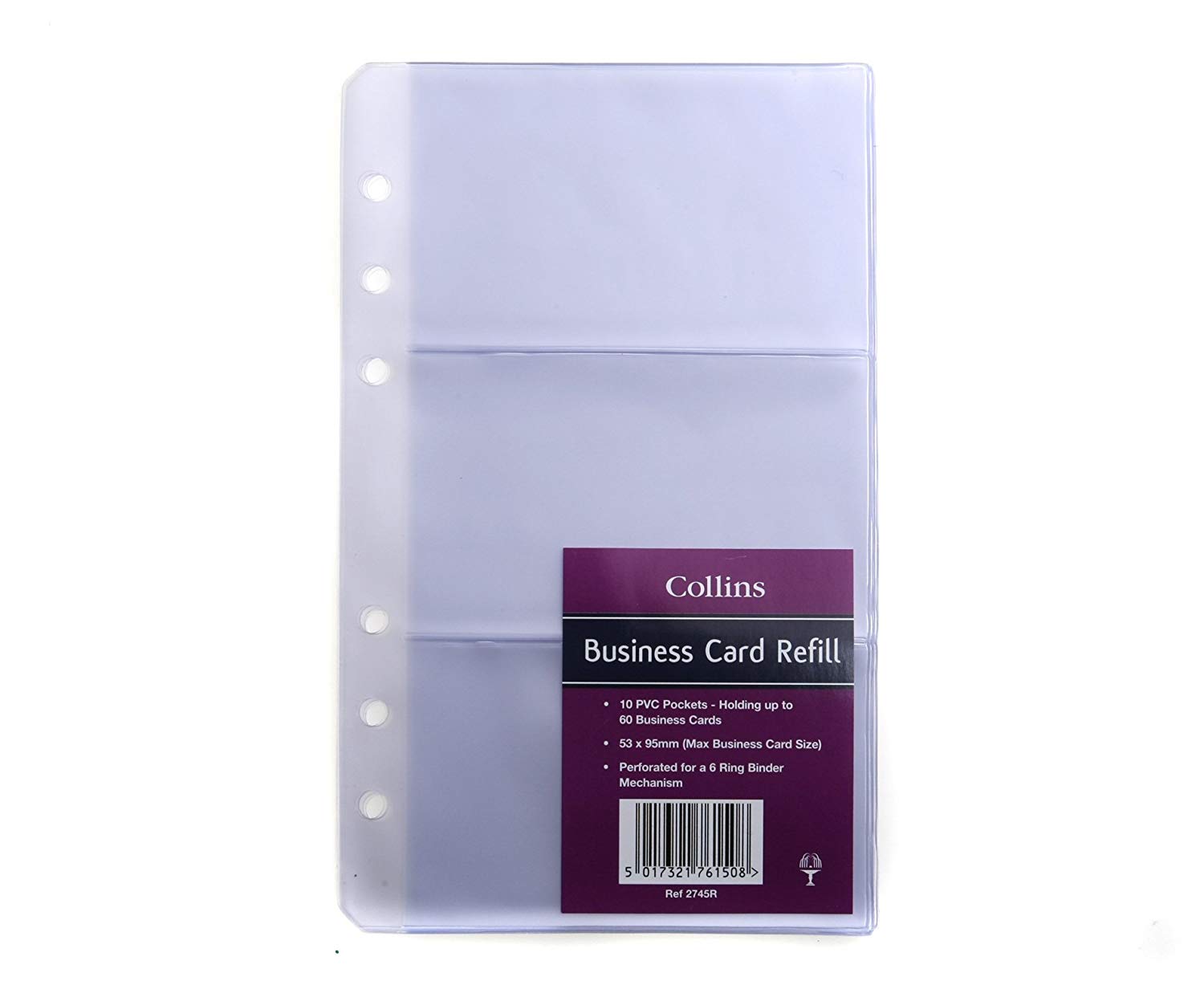Collins Business Card Ringbinder Refill (10 Pack), 2745R, white, Small