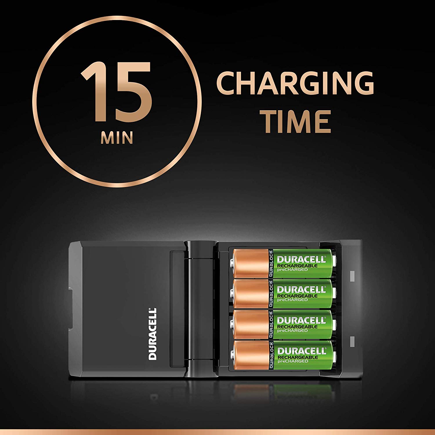 DURACELL Hi-Speed Battery Charger, 45 minutes, Compatible with AA and AAA NiMh Batteries, 2x AA 1300mAh and 2x AAA 750 mAh - Image 3