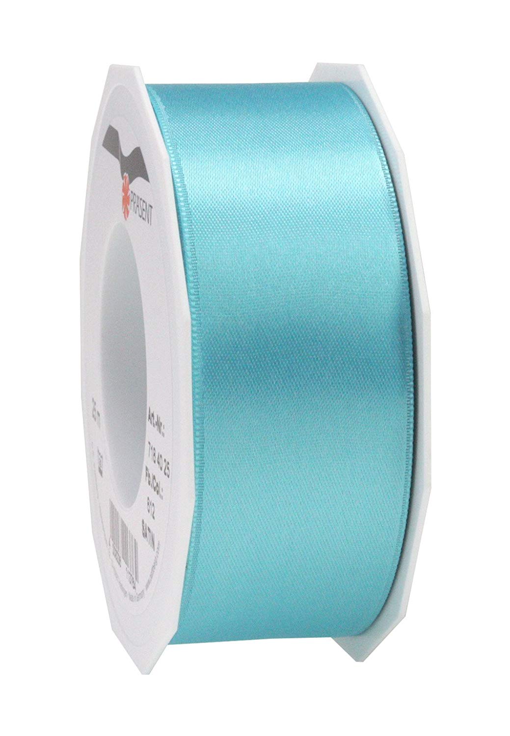 PRÄSENT - Satin Ribbon Aquamarine 40 mm width, 25 m length, Turquoise, 40mm - 25m