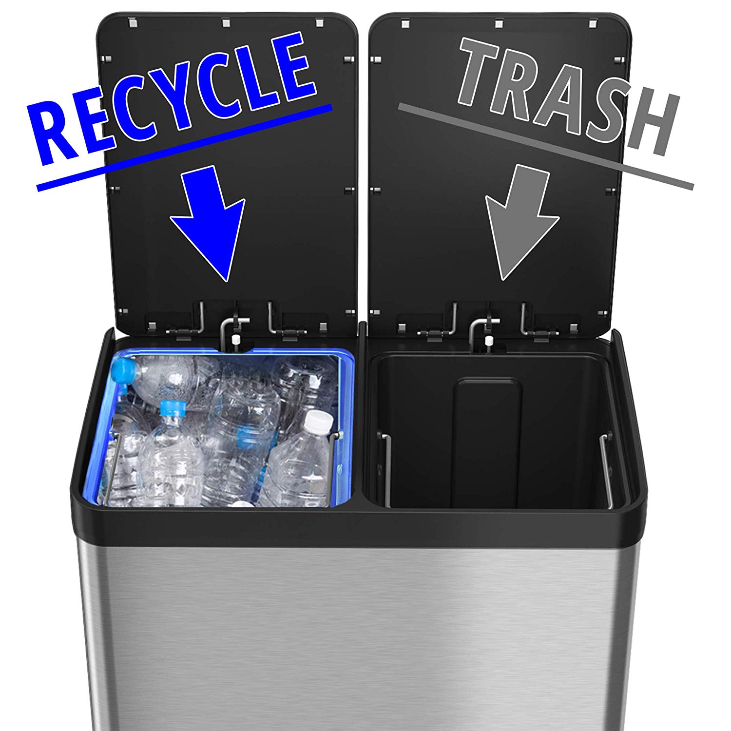 iTouchless SoftStep 16 Gallon Step Trash Can / Recycle Bin, 61 Liter Stainless Steel Kitchen Trash Can - Image 2