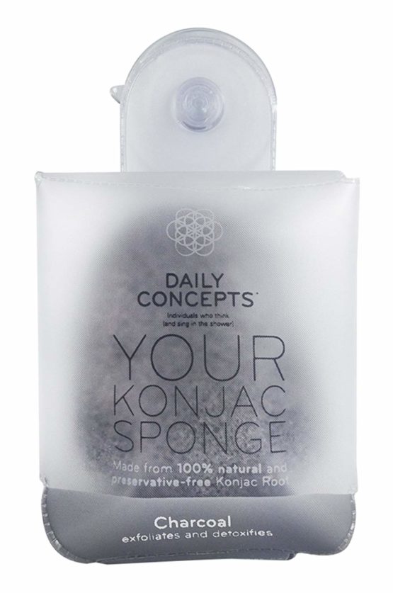 Daily Concepts - Daily Konjac Sponge Charcoal Infused with Bamboo Charcoal to Detoxify and Absorb Skin Impurities for Your Face, Soft and Gentle Texture Suitable for All Skin Types 23g