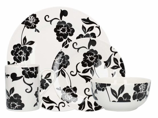 Creative Tops DSC1105 16-Piece Vivienne Dinner Set - White/Black, Service for 4 - Image 4