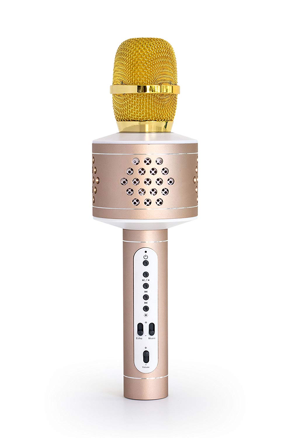 MusicMan 4611 Karaoke Microphone Pro BT X35 (Bluetooth, Compatible with Smartphone, iPhone TWS Function) Gold/Silver