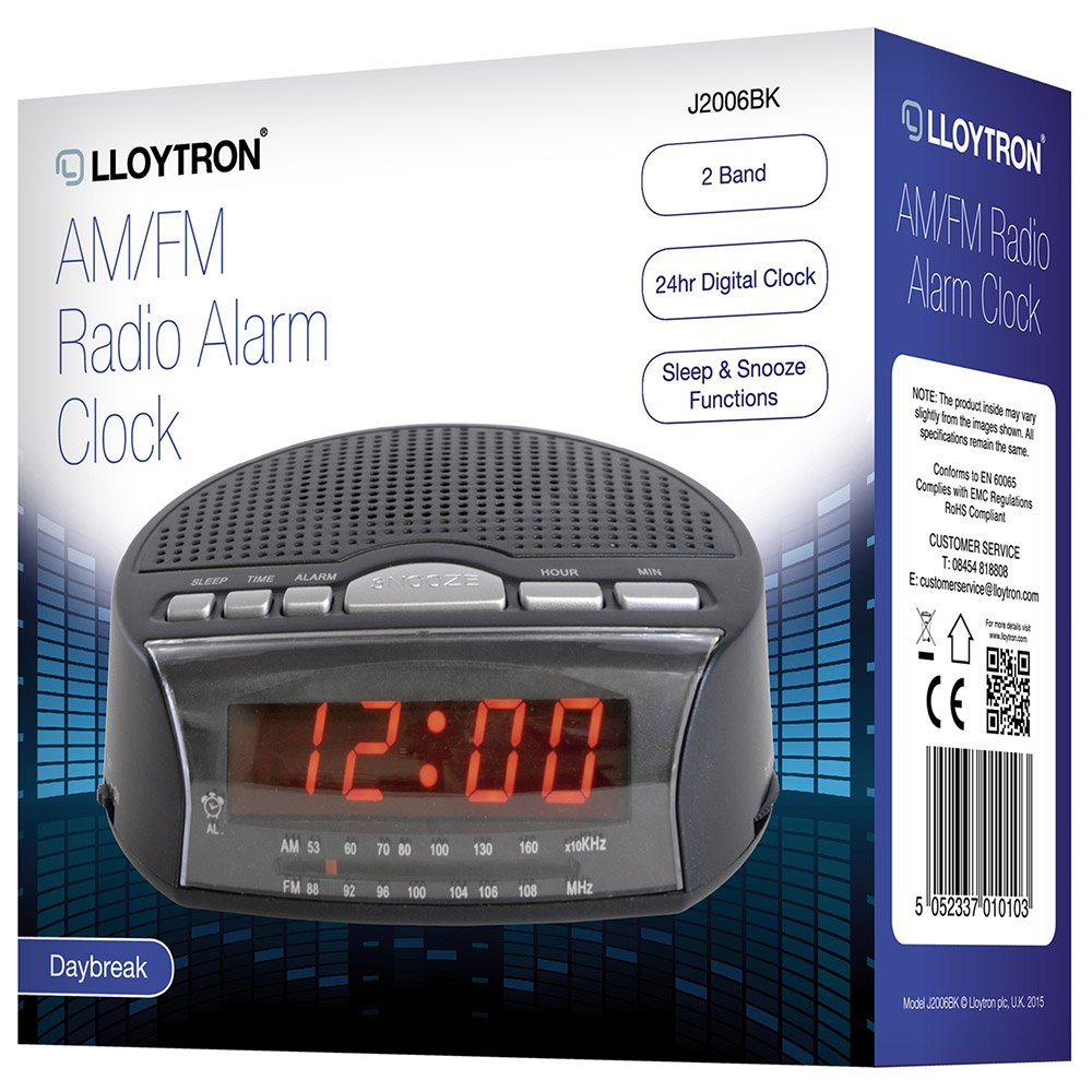 LLOYTRON "Daybreak" Alarm Clock Radio with Buzz Alarm or Radio, Snooze Function, Sleep Timer - Image 3