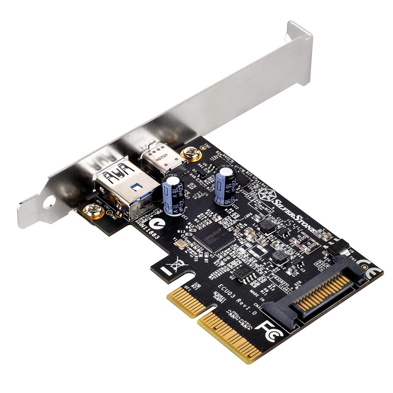 SilverStone SST-ECU03 - SuperSpeed 1x USB 3.1 Type C, 1x USB 3.1 Tpye A PCI-E Express Card Gen 2.0 2x, 10Gbps, support low profile - Image 2