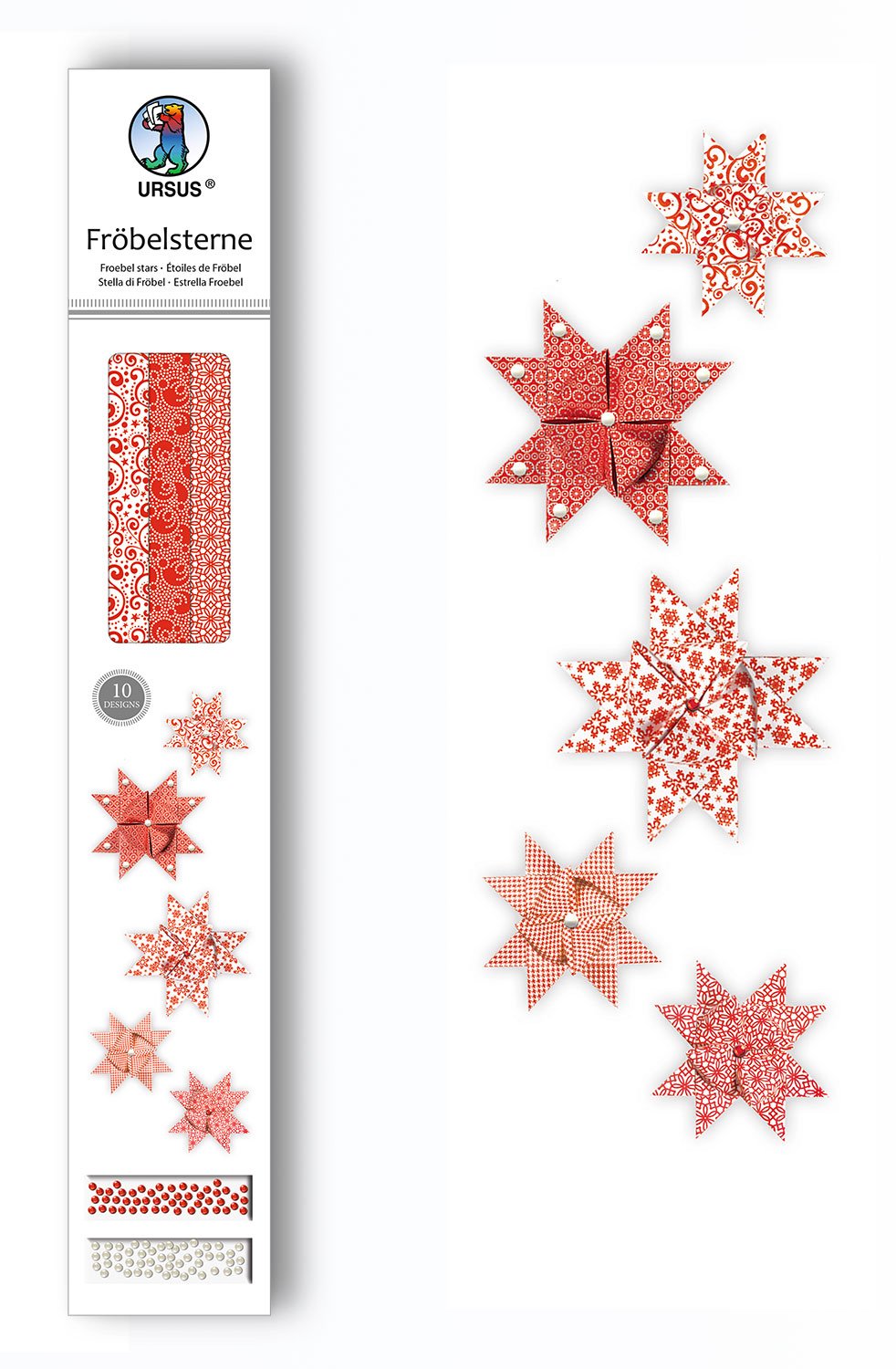 Ursus 34710000 Paper Strips for Froebel Stars Red Made Craft Paper 60 Strips in 2 Different Sizes for Approximately 15 Stars Craft Classic for Christmas Time - Image 2