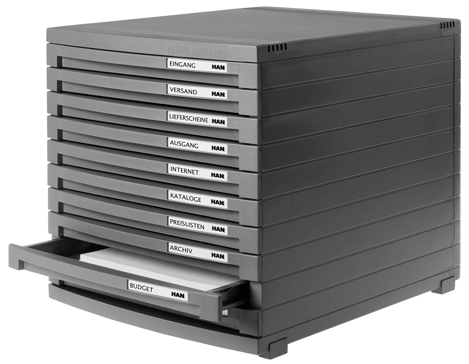 HAN 1510-191 A4/B4/C4 Drawer Box with 10 Closed Drawer - Dark Grey - Image 2