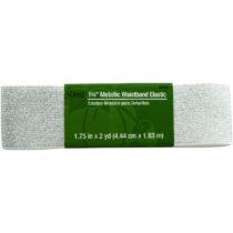 Dritz Dritz Metallic Waistb and Elastic, 1-3/4 X 2 yd, White with Silver