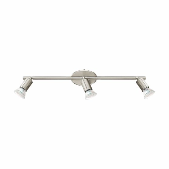 EGLO LED Ceiling Light Buzz LED 3-Bulb Ceiling Light Metal in Matte Nickel for Living Room / Kitchen / Spotlights with GU10 Bulb Warm White Length 48.5 cm