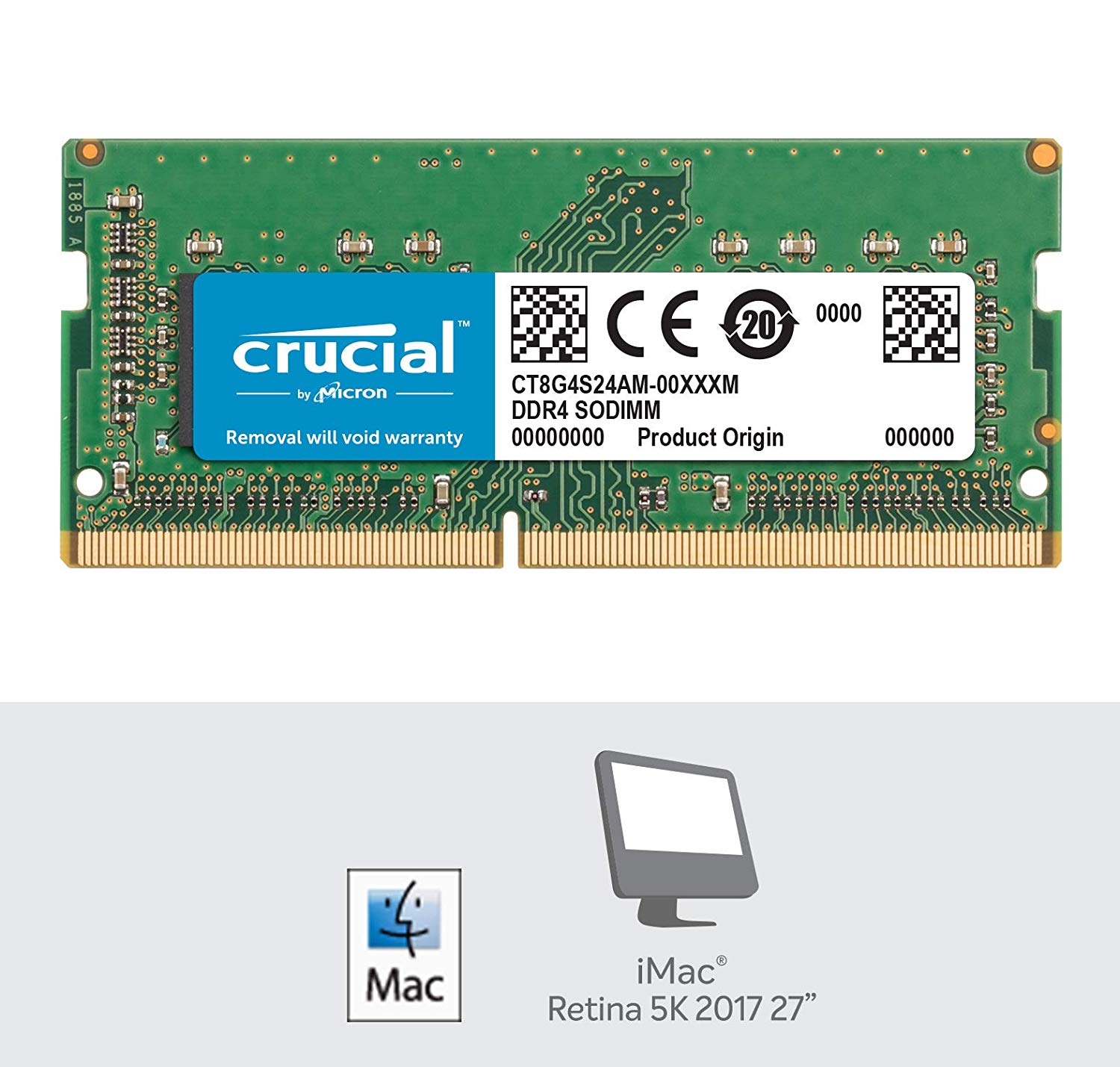 Crucial RAM 8GB DDR4 2400MHz CL17 Memory for Mac CT8G4S24AM, Green, 8GB (1x8GB) - Image 2
