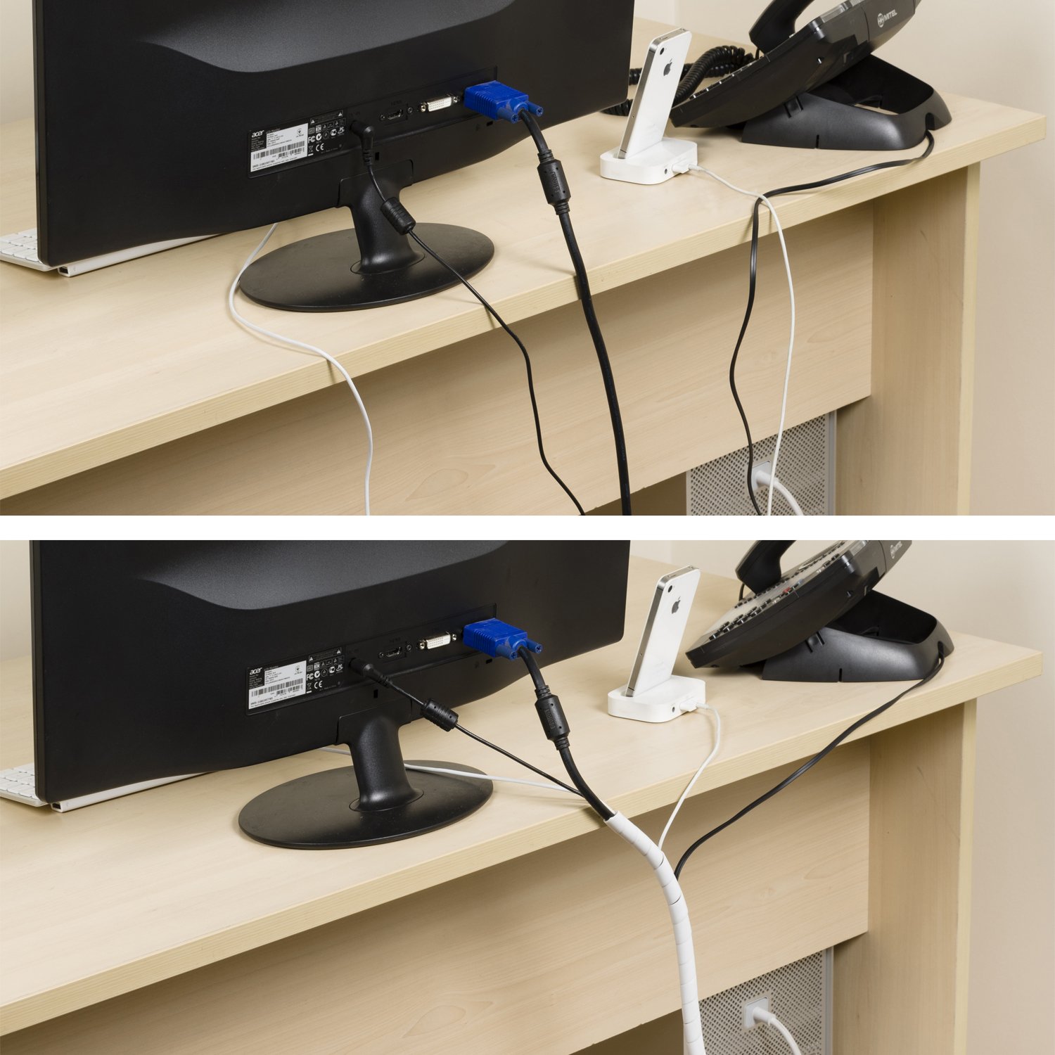 D-Line Cable Tidy Spiral Wrap, Cable Management Solution to Organise Cables - 2.5 Meter Length, White, 2.5m Length - Image 2