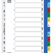 Oxford 100204813 XL Plastic Index Strong Line Numbers 1-12 DIN Pack of 25 A4 12 Extra Wide for Ideal Storage of Document Sleeves