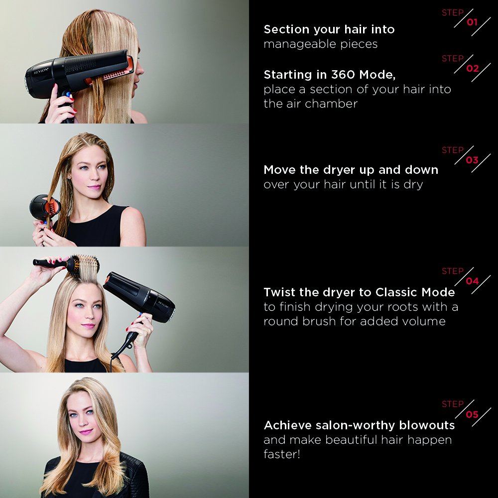 Revlon Pro Collection Salon 360 Surround Ac Hair Dryer, 1800 watt, White Or Black - Image 3