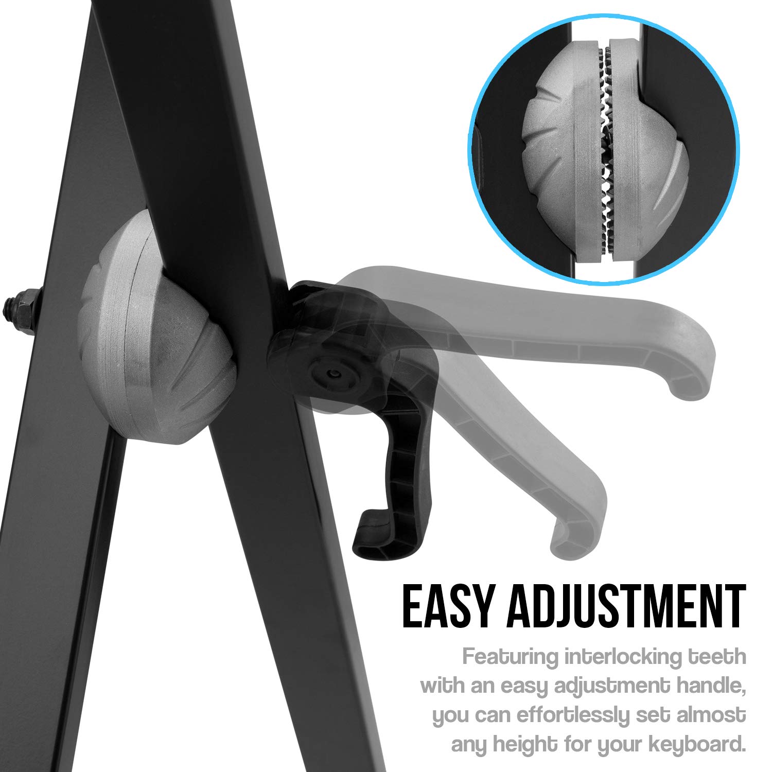 Tiger KYS14-BK Fully Adjustable Keyboard Stand, Heavy Duty Double-Braced Steel, Toothed Locking Mechanism - Image 2