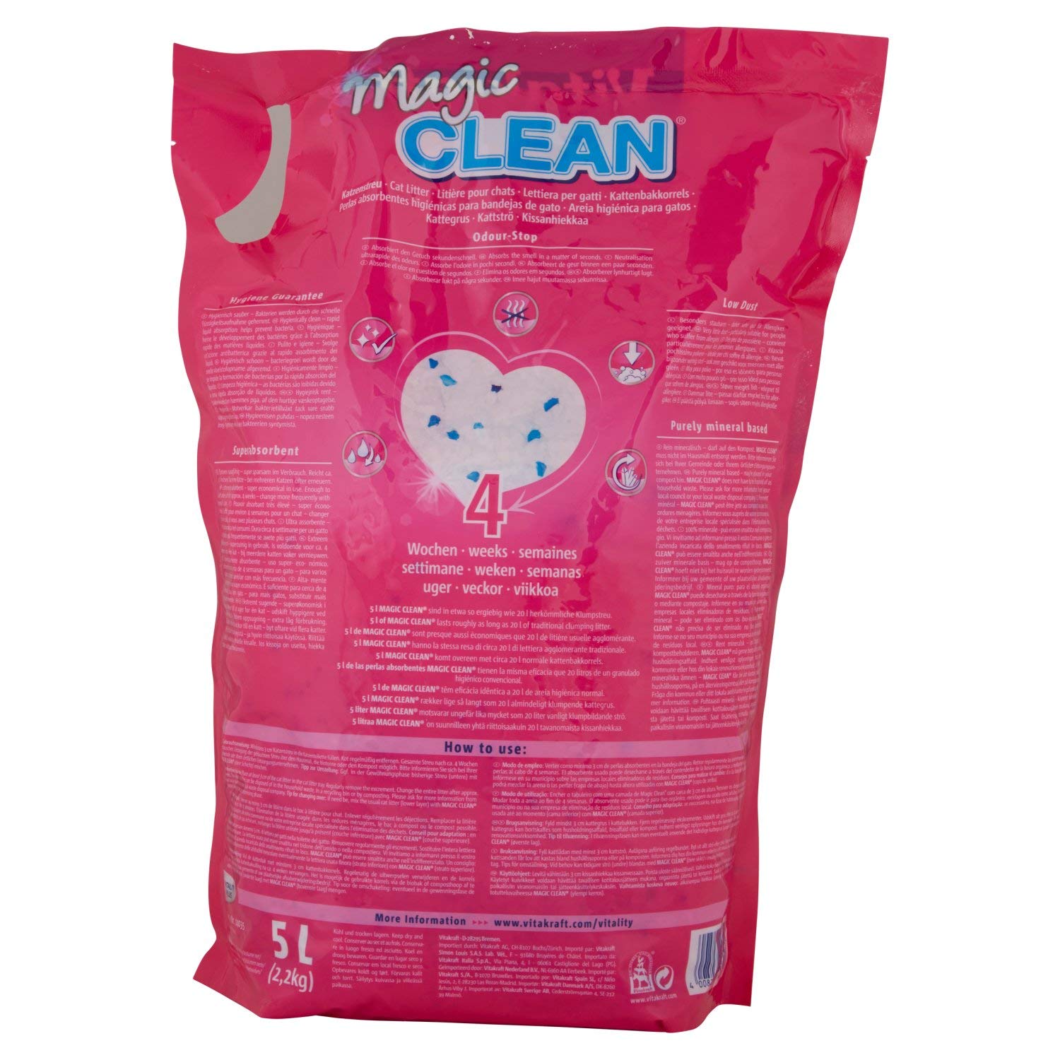 Vitakraft Magic Clean cat litter, 2.2 kg (pack of 1), May Vary, 5L - Image 3