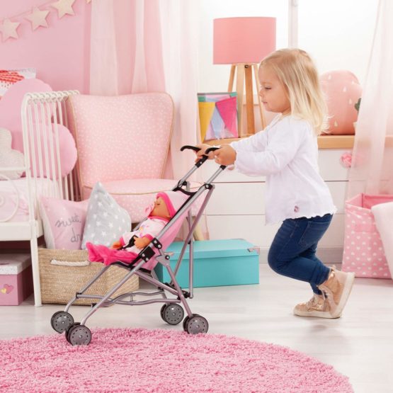 Bayer Design 3010800 Buggy Doll Pram, Pink/Grey - Image 4