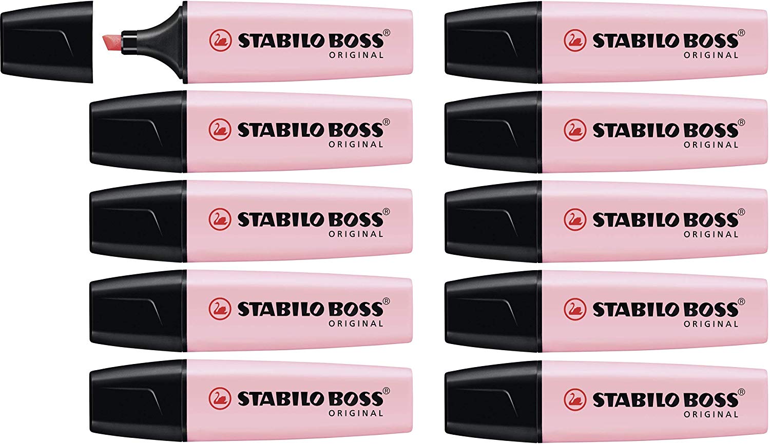STABILO BOSS ORIGINAL Pastel - Highlighter - Pack of 10 - Pink Blush, 1 count (Pack of 10)