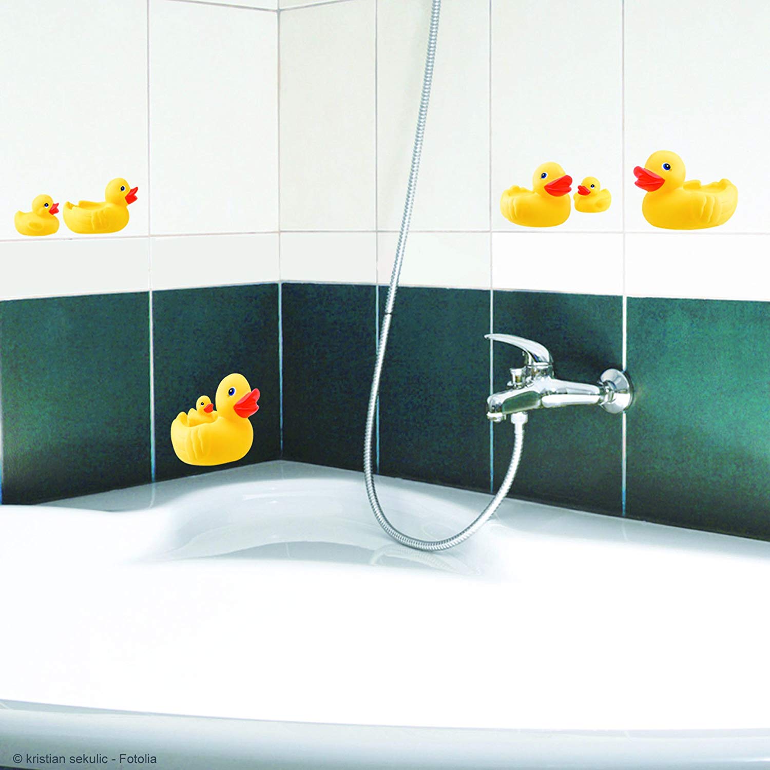 Plage Wall tiles stickers, Bath duck, 4 Sheets, each 14,5 x 14,5 cm, Multicolor - Image 4