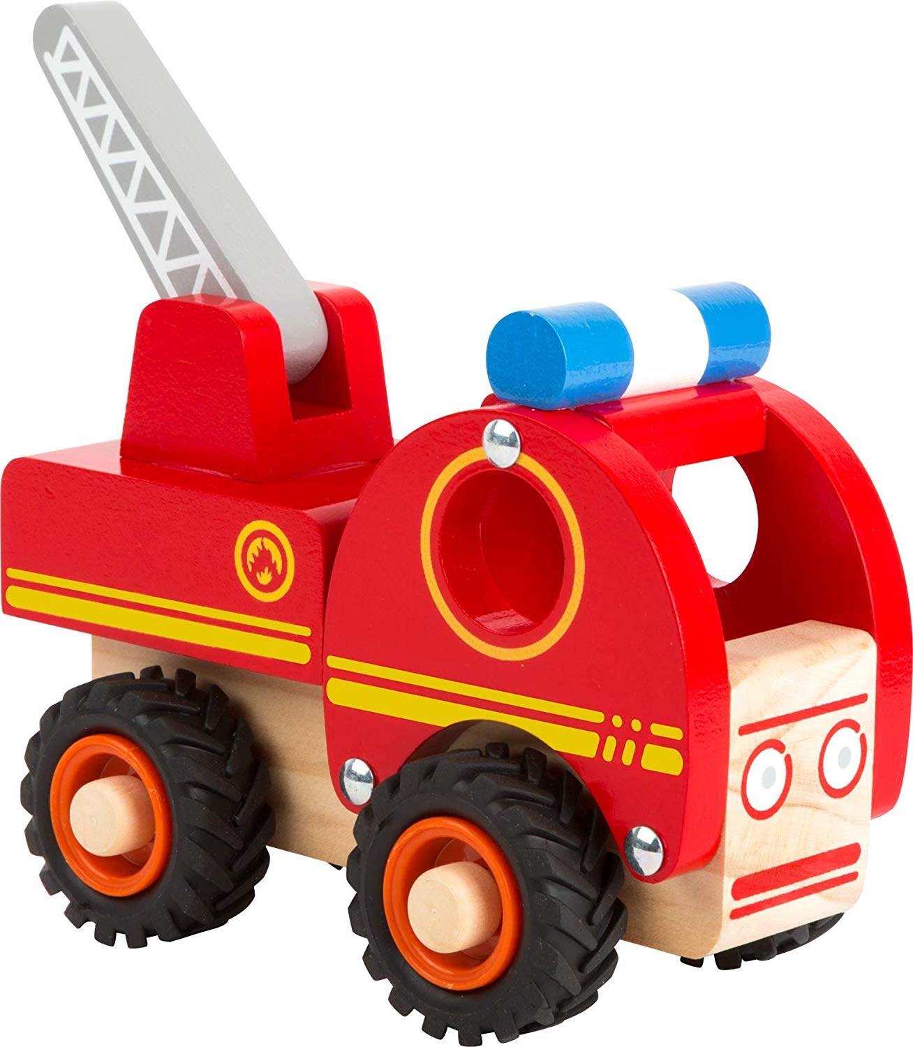 small foot 11075 Fire engine made of wood, easy to hold, with silent rubber wheels, from 18 months on, Red, 13 x 7 x 10 cm - Image 2