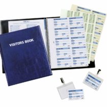 Durable Visitor Book 100 - with Leather Look Front Cover - 100 Perforated 90 x 60 mm Visitor Badge Inserts - GDPR Compliant Security Sheet Included