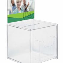 SIGEL VA152 Promotional Box / Suggestion Box, 21 x 36 x 21 cm, additional compartment, with insert panel for A5, acrylic, transparent