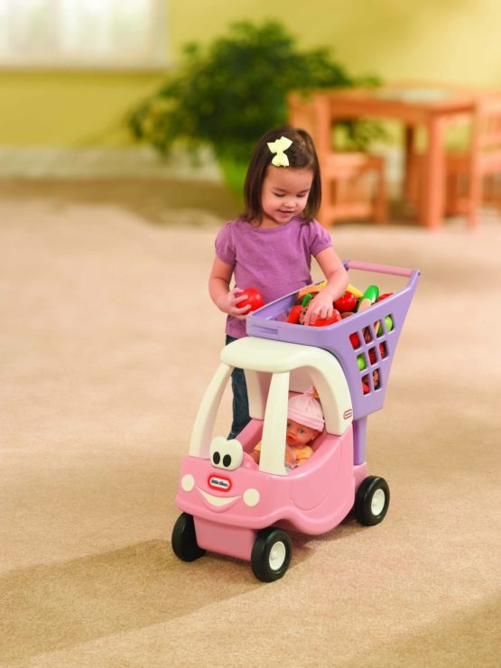 Little Tikes Cozy Shopping Cart - Imaginary Grocery Shopping for Kids - Playset for Toddlers - Pink/Purple - Image 2
