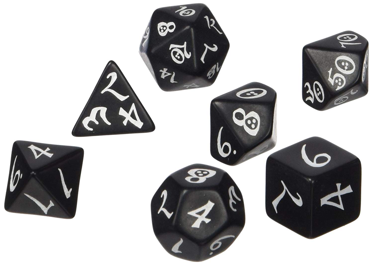 Classic RPG Black & white Dice Set (7), Multi-color