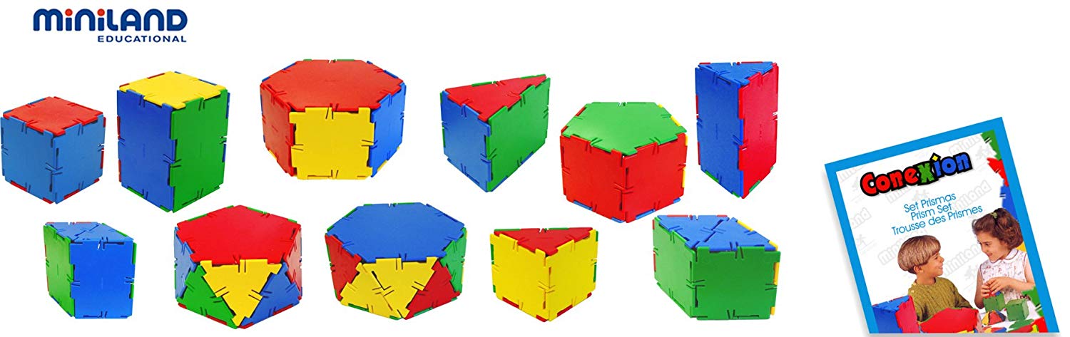 Miniland Miniland32123 Prisms Connection Set (84-Piece), Multi-color, Large