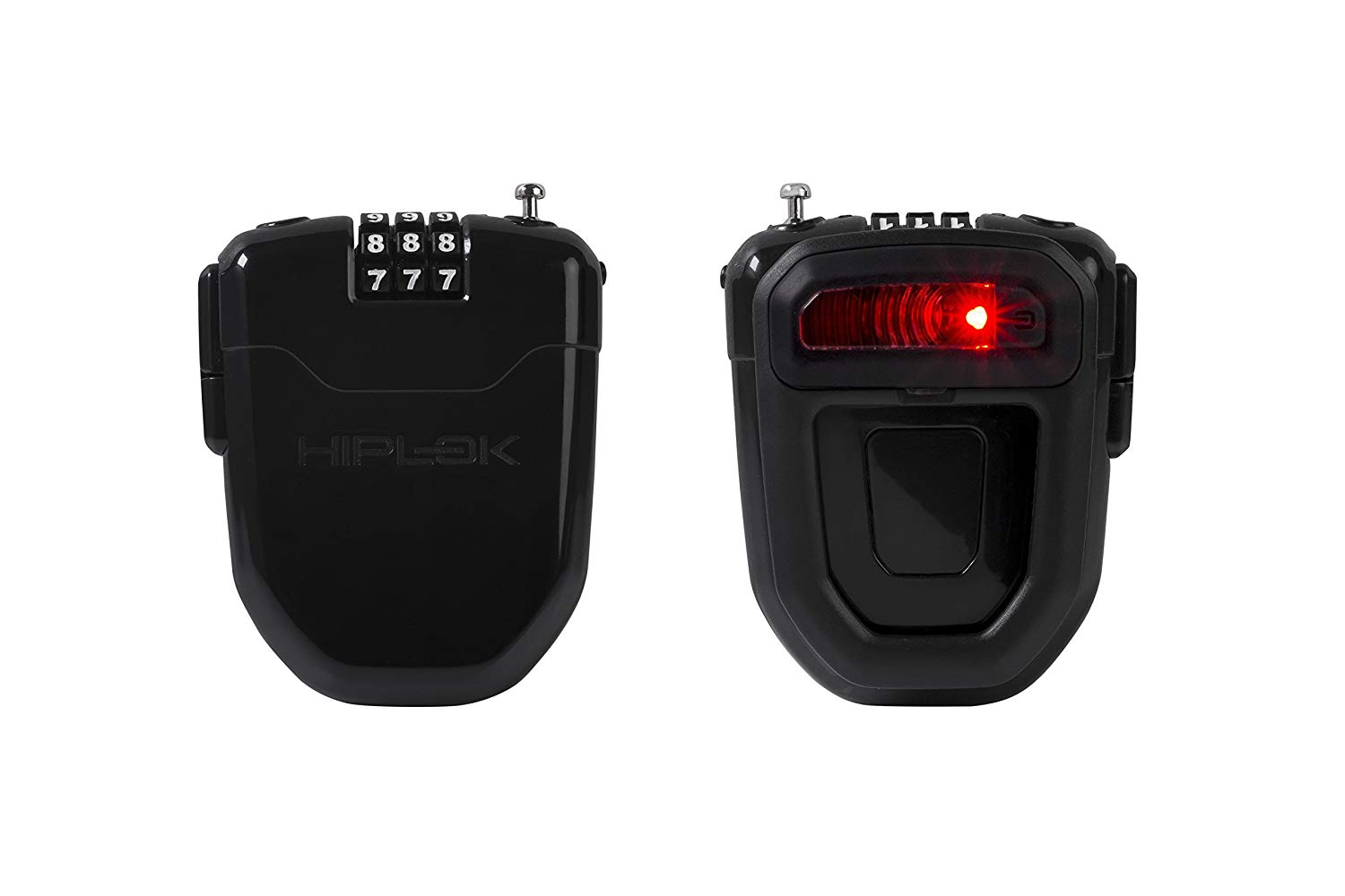 Hiplok FLX Wearable Retractable Combination Bicycle Lock with Integrated Rear Light - Black, One Size
