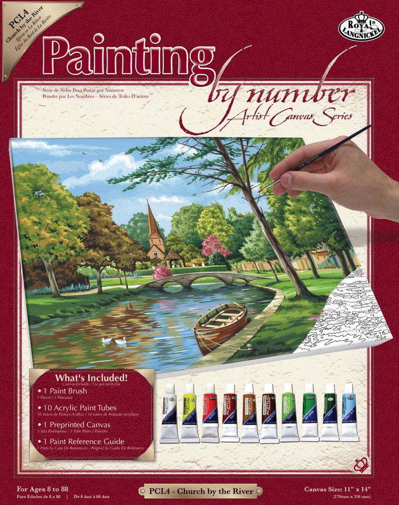 Royal & Langnickel Painting by Numbers Artist Canvas Series Church by the River Large Designed Painting Set - Image 3