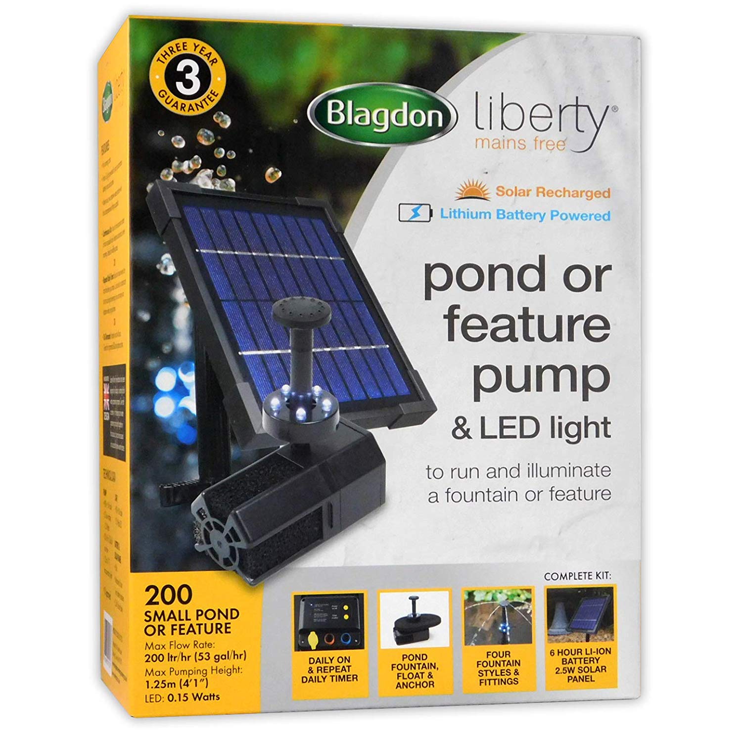 Blagdon Liberty Mains Free Solar Recharge Pond or Water Feature Pump with LED Light Ring, Intelligent Timer Control, Float - Image 2