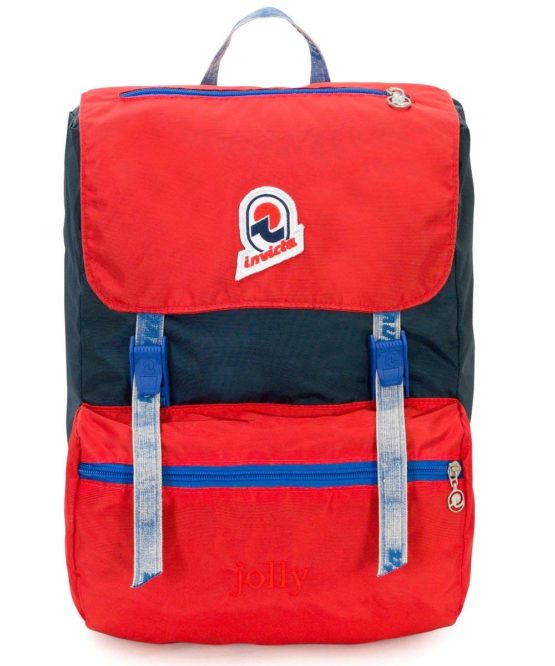 Invicta Jolly Vintage Casual Daypack, 35 cm, Red (Rosso e Blu)