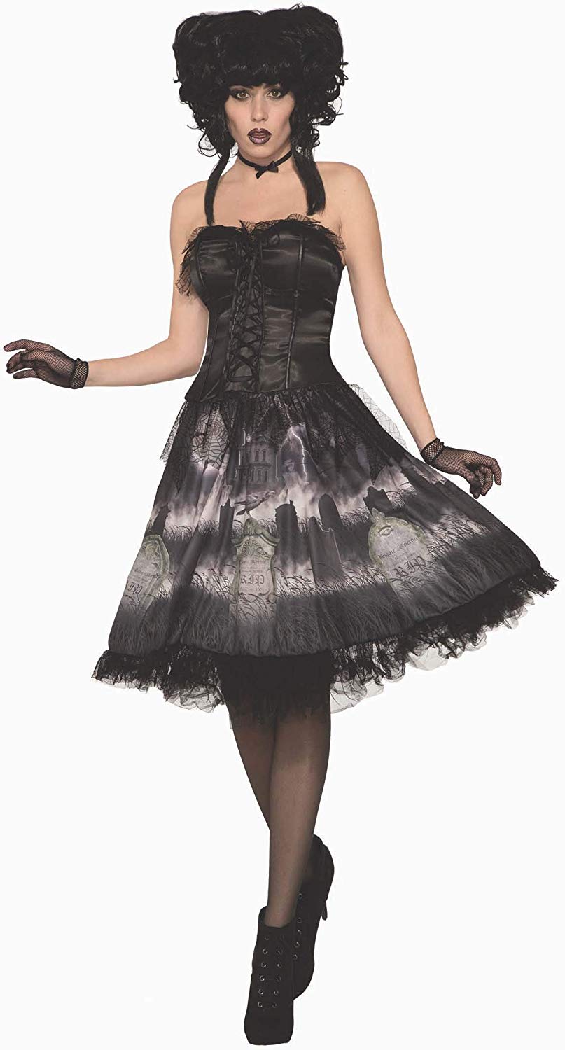 Bristol Novelty AC80713 Cemetery Doll Dress, Women, Black