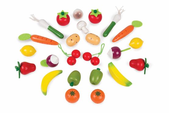 Janod - 24-Piece Fruits and Vegetables Basket - Imitation Shopping Basket - Ideal for Playing Merchandising - From 3 Years Old, J05620 - Image 3