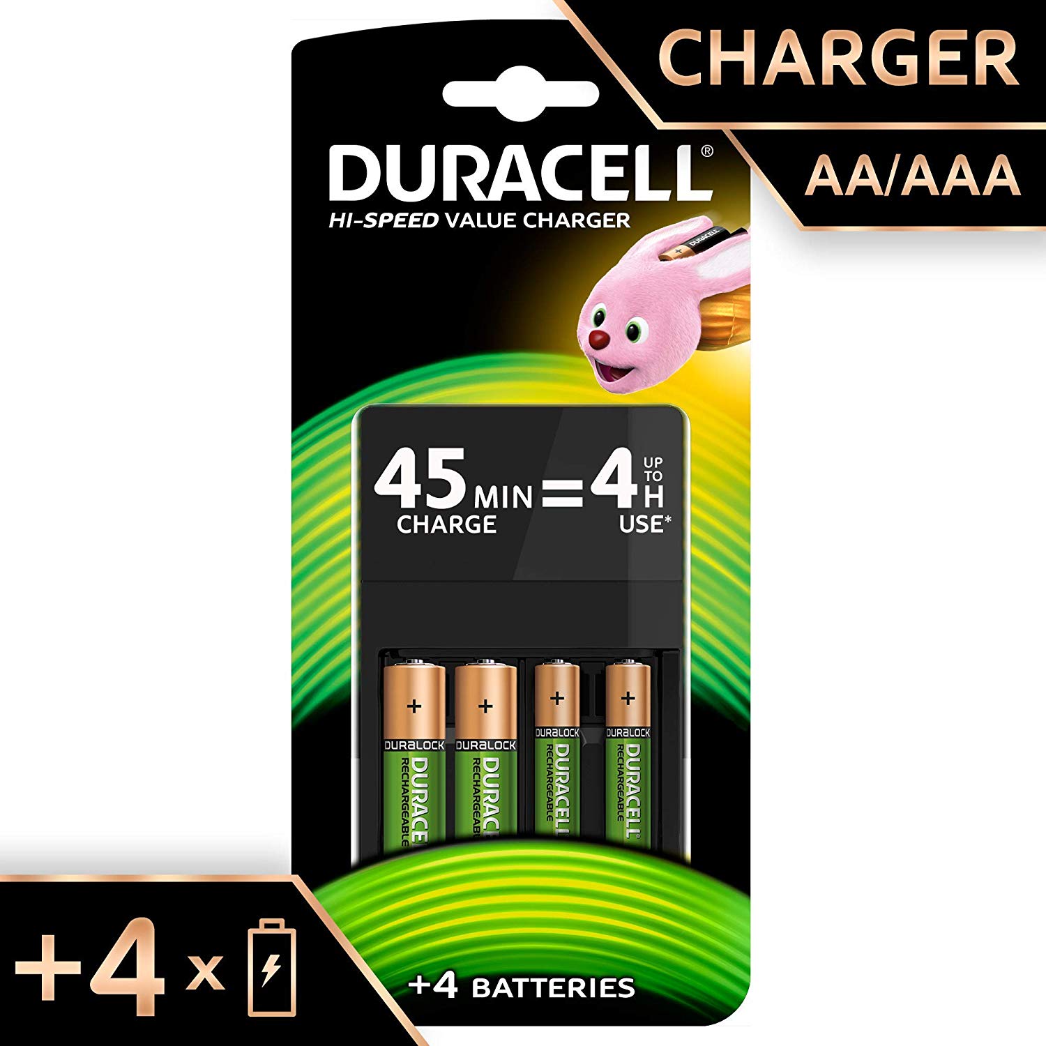 Duracell 4 hours Battery Charger with 2 AA and 2 AAA BigaMart