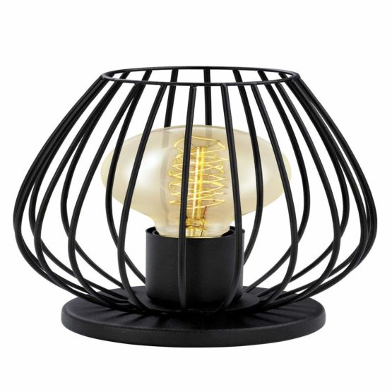 EGLO NEWTOWN table lamp, 1-flame vintage table lamp, steel bedside lamp, Colour: Black, Socket: E27, incl. switch - Image 4