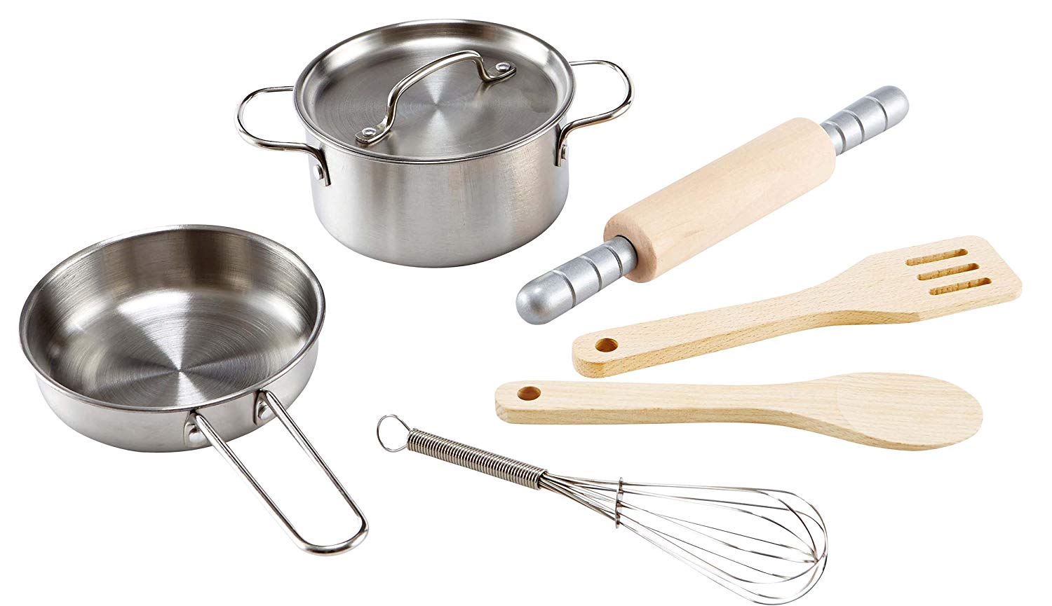 Hape Chef's Cooking Set, Children's Play Kitchen Accessories, Toddler's Metal Pots, Pans & Utensils, For 3 Years + - Image 2