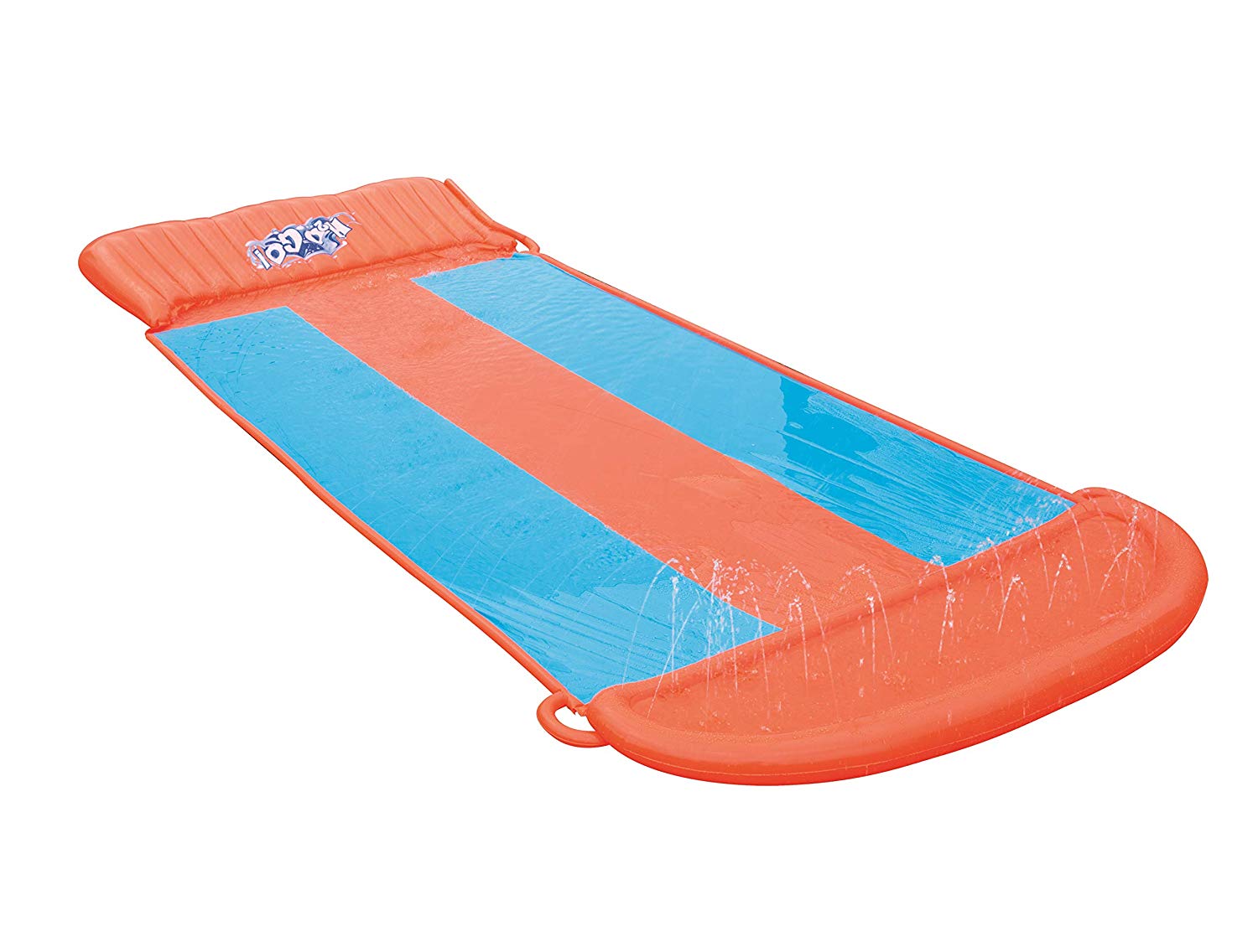 Bestway H20GO. Triple Lane Water Slide, 18 ft Inflatable Slip and Slide with Built-In Sprinklers, Blue & Orange, M