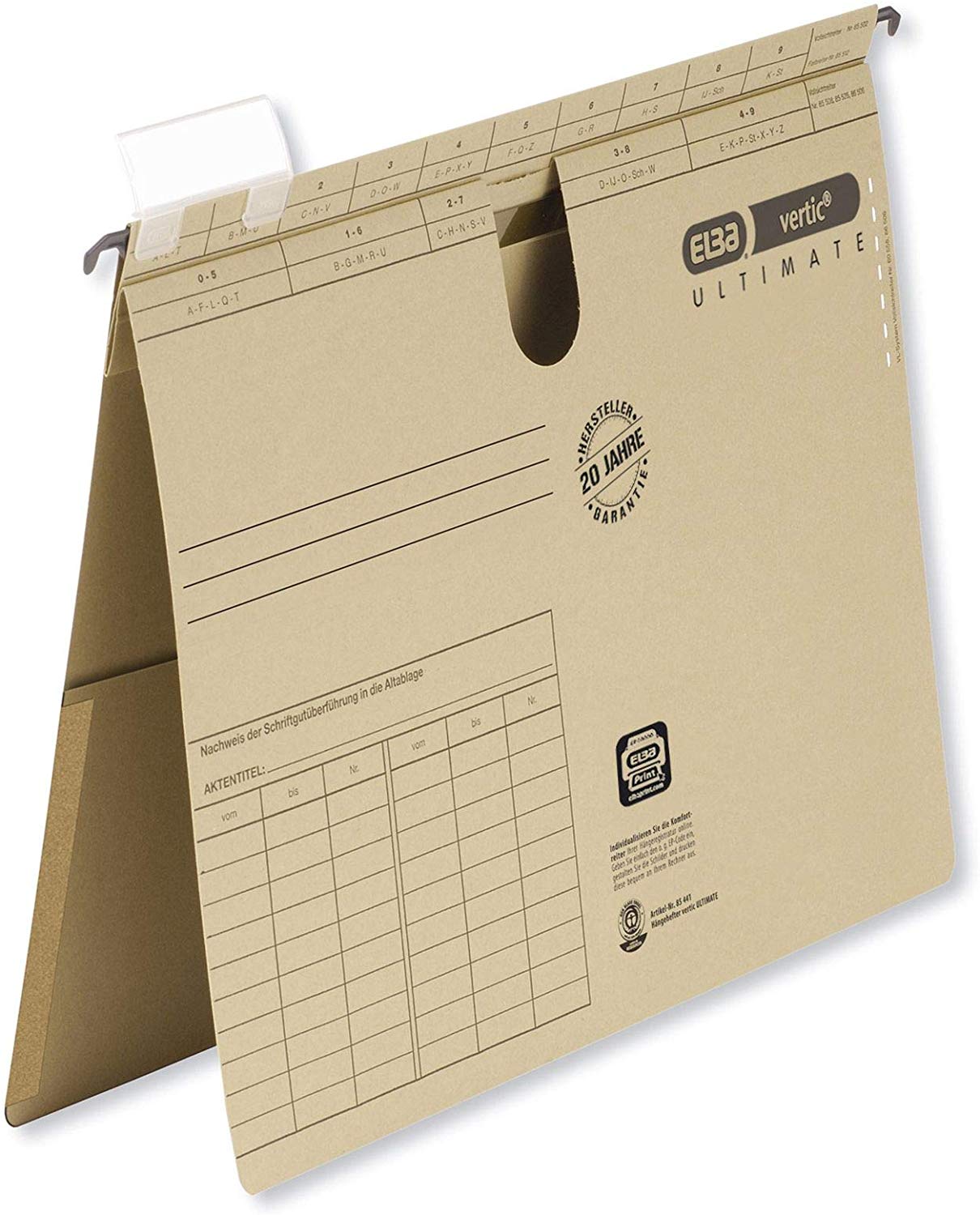 Elba Vertic 1/85442 Suspension Files 245 x 318 x 6 mm Natron 230 g/m² Pack of 50, Naturbraun - Image 2