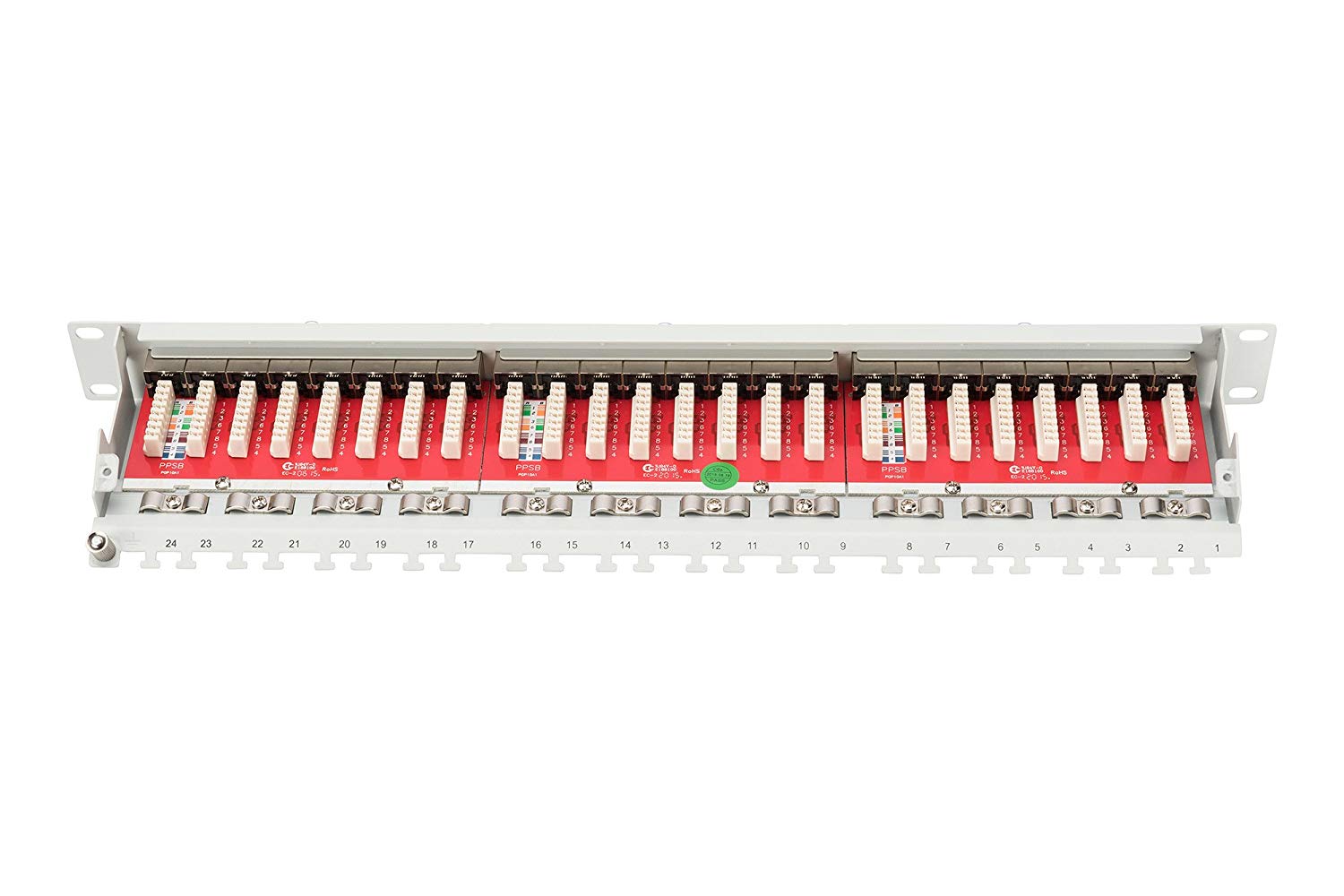 DIGITUS patch panel - 19-inch - Cat-6A - 24-port RJ45 - Shielded - LSA patch field - Rack mount 1U - Grey - Image 2