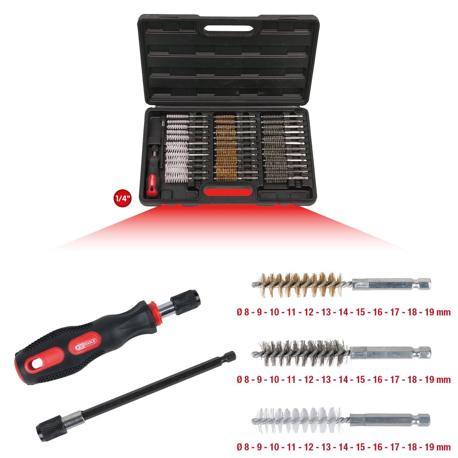 KS Tools 340.0010 MASTER cleaning brush set, 38 pcs, Transparent - Image 2