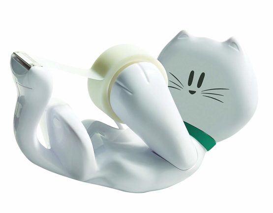 Scotch Cat Tape Dispenser with 1 Roll of Scotch Magic Tape - Holds Tape up to 19 mm Wide x 8.89 m Long - Cute Stationery Sets and Cute Gifts - White