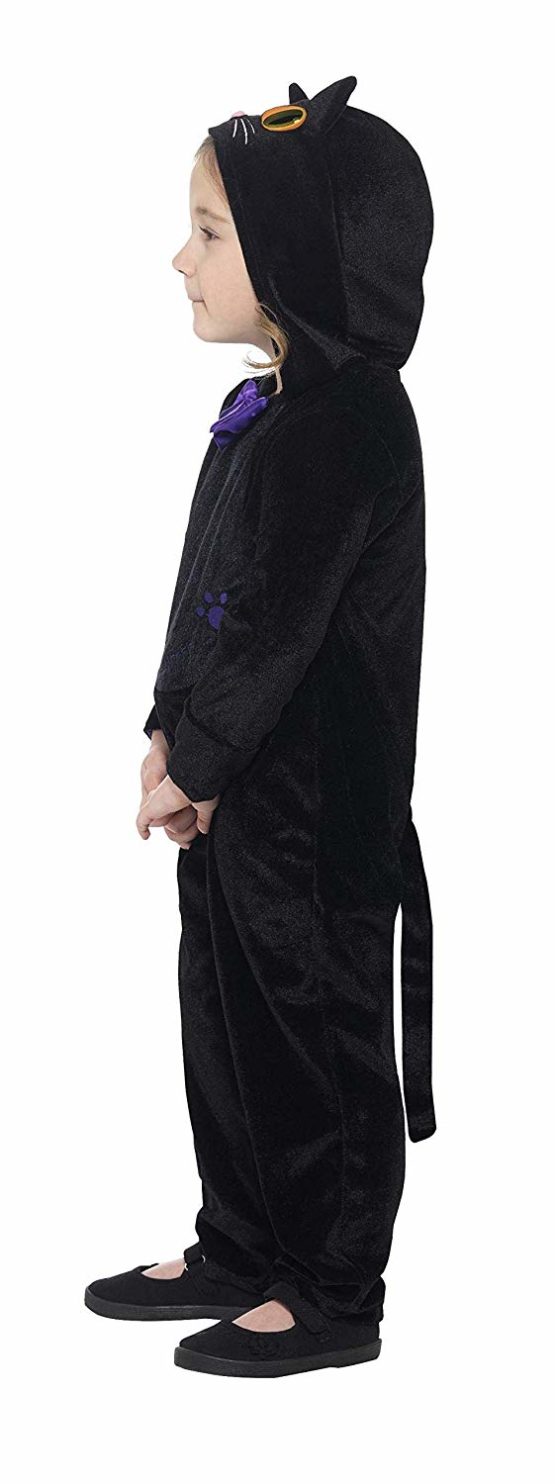 Smiffys Toddler Cat Costume, Black, with Hooded Jumpsuit and 3D Printed
