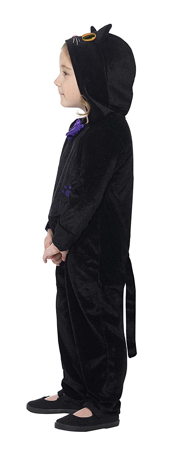 Smiffys Toddler Cat Costume, Black, with Hooded Jumpsuit and 3D Printed