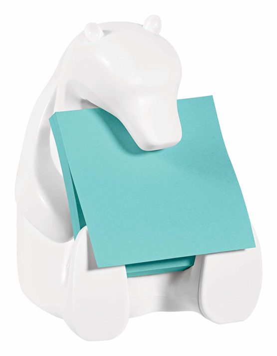 Post-it Notes White Bear Dispenser with 2 Pads of Super Sticky Z-Notes in Aquawave Colour, 45 sheets/pad, 76mm x 76mm